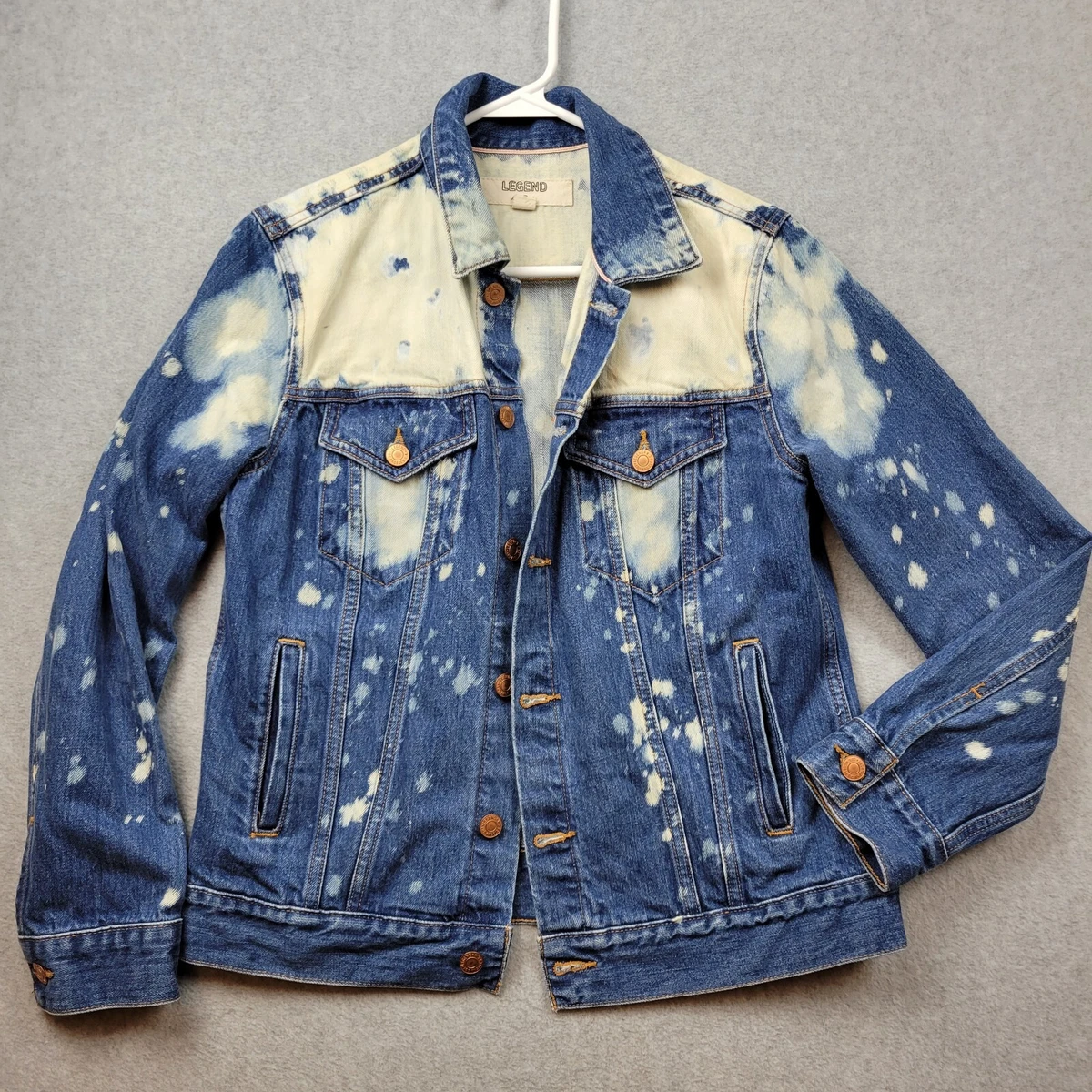 Lucky Brand Jean Jacket Womens Size Medium Legend Trucker Denim Bleached  Grunge