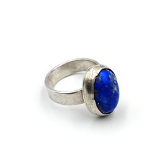 Vintage Sterling Silver 925 Lapis Lazuli Oval Cabochon Ring Size 7