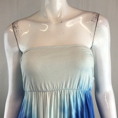Abito Triumph USA Medium senza spalline blu bianco tie dye jersey maxi svasato cambio - Foto 3 di 11