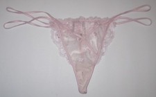 NWT VICTORIA'S SECRET LARGE PINK DOUBLE STRAPPY LACE RARE V STRING THONG PANTIES