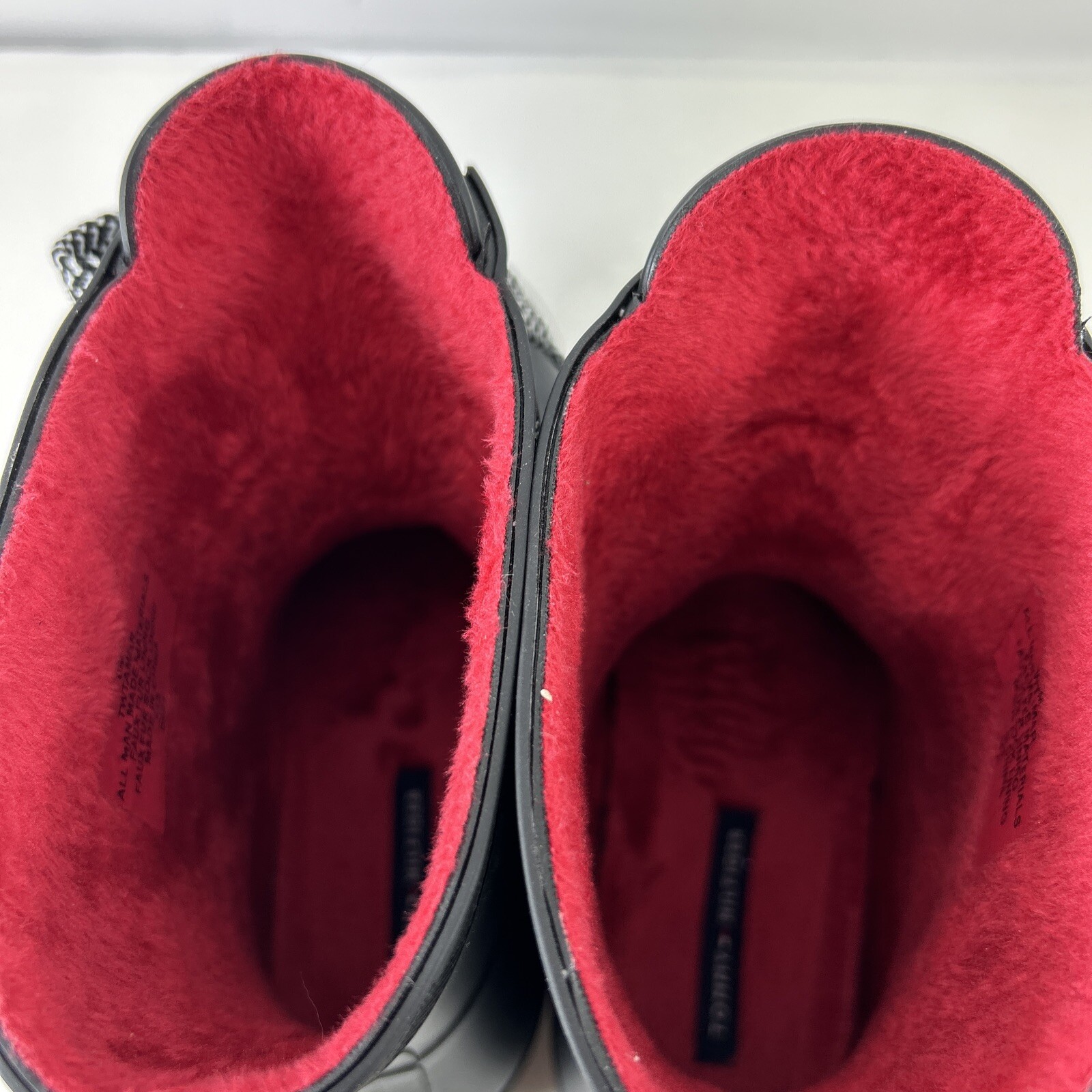 Tommy Hilfiger Womens TWTamar Rain Booties Blk 8M Faux  Fur Sock Lining Pink