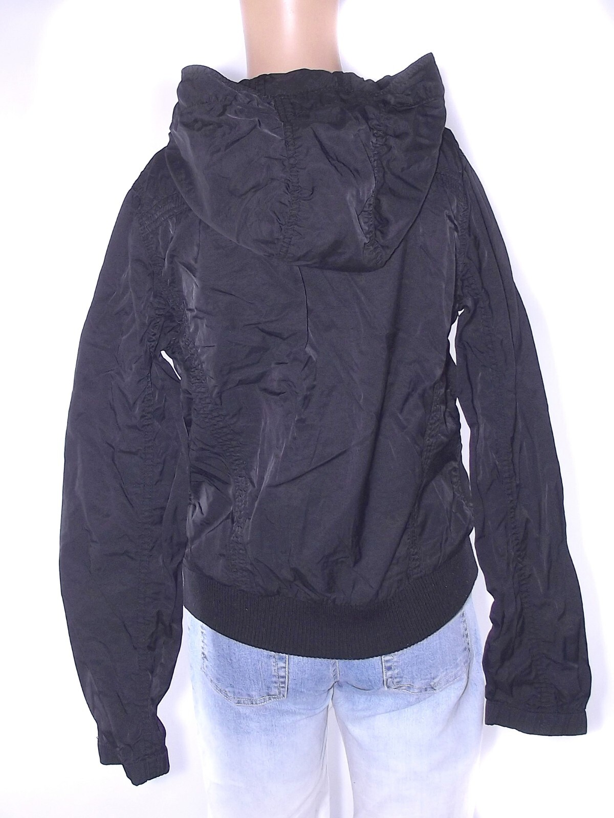 H&M Divided Giubbotto Da Donna Nero Taglia 42 Con Cappuccio Cerniera Casual Moda image 3