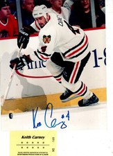 AUTOGRAPHED 8 X 10 COLOR PHOTO of CHICAGO BLACKHAWKS DEFENSEMAN - KEITH CARNEY