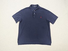 Ralph Lauren Polo Shirt Mens 2XB Big Blue Mesh Knit Sports Golf Preppy Red Pony