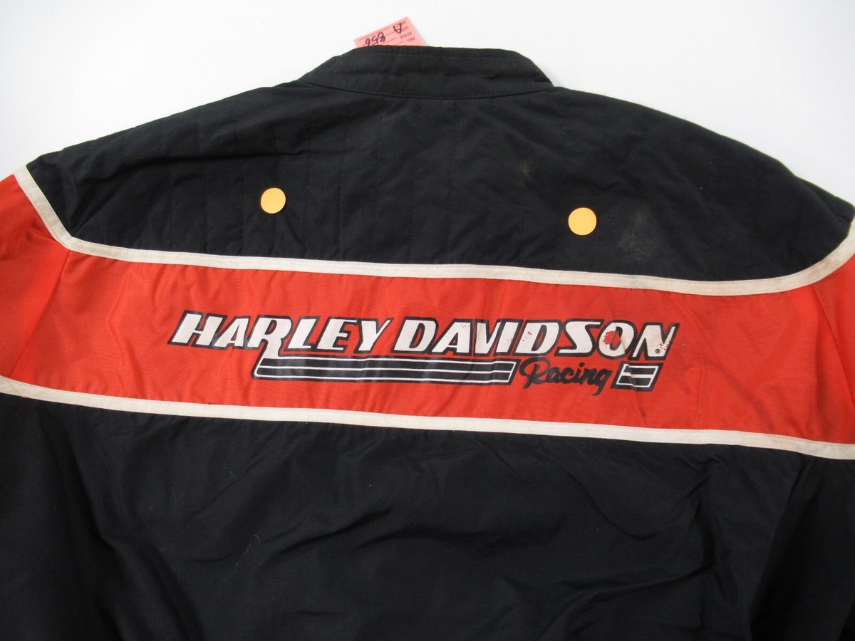 【A&J】Harley-Davidson Racingジャケット Harley Davidson Black Orange Bar & Shield Nylon Racing
