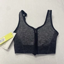 All in motion Women Sport bra Medium Support Seamless Zip-Front Dark Gray Size S