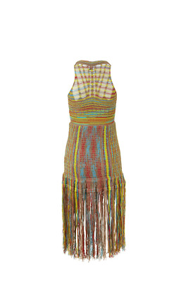 NEW AUTH M MISSONI SLEEVESLEES CROCHET FRINGE MIDI DRESS "MM"RET$1275  BARGAIN | eBay