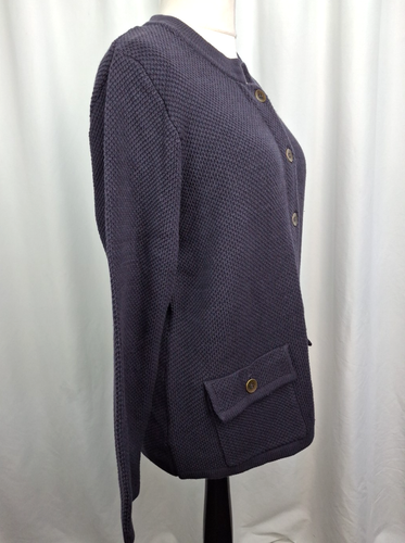 M&S Per Una Women's Chunky Cardigan Navy Blue Pockets Collared UK20 NWT C4170 - Picture 4 of 9