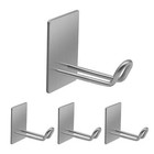 New Listing4 Pack Silver Adhesive Stainless Steel Towel Hooks Bathroom Wall Hangers