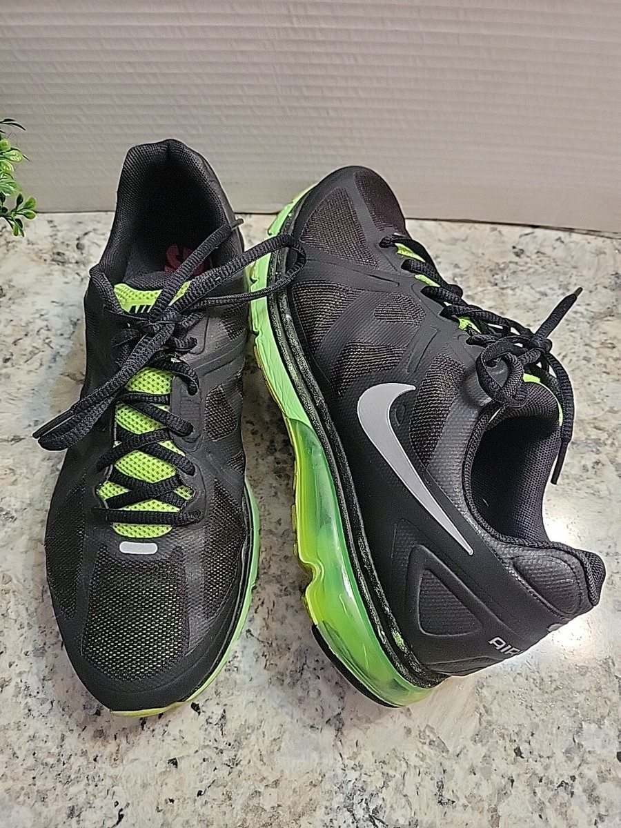 Men's Nike Air Max+ 2013 Black/Neon Green Running Shoes