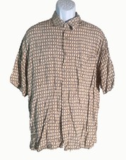 PIERRE CARDIN Men's Short Sleeve Button Down Rayon Shirt XL