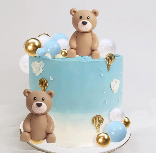 Baby Bear Cake Topper Blue Ball Cake Decor for Boy (Blue Ball 2Bears Set) - Picture 3 of 12