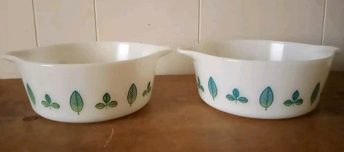 Pair Vintage 1959 PYREX Promotional 472  1.5pt Cinderella Twin Server Casserole