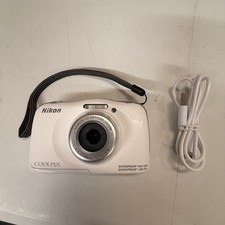 Nikon Coolpix S33 Waterproof Digital Camera In White 3x Zoom Kit NO SD Works 