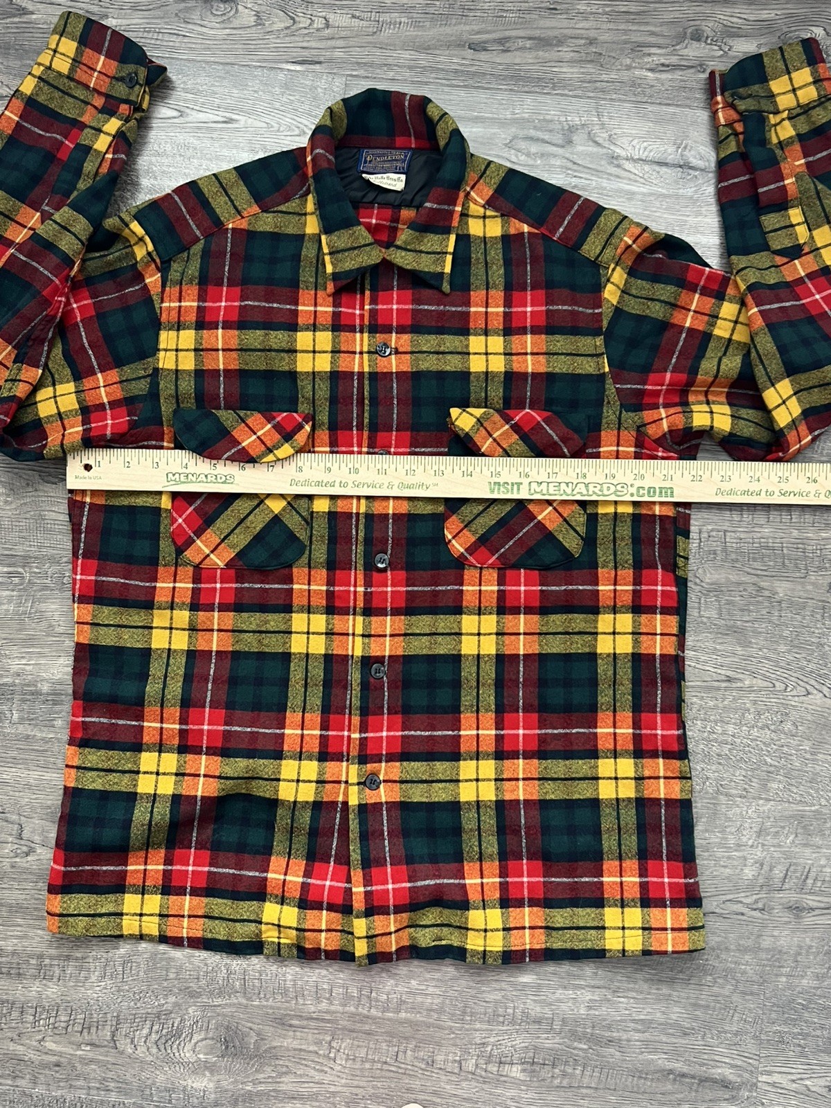 RARE Vintage 1950s Pendleton Wool Loop Collar Board Shirt Almost Mint USA L image 8