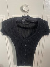 Alessandro Dell Acqua Black Stretch Knit Sequin Top! Size Small! NWOT!
