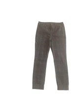 Signature Studio Women Pants Sz Light Stretch Plaid Black W/ Orange  E7