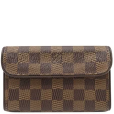 LOUIS VUITTON Waist Bag Pochette Florentine Damier Canvas Damier Ebene Gold Hard