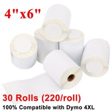 30Rolls 4x6 Direct Thermal Shipping Labels for Dymo 4XL 1744907 Printer 220/Roll