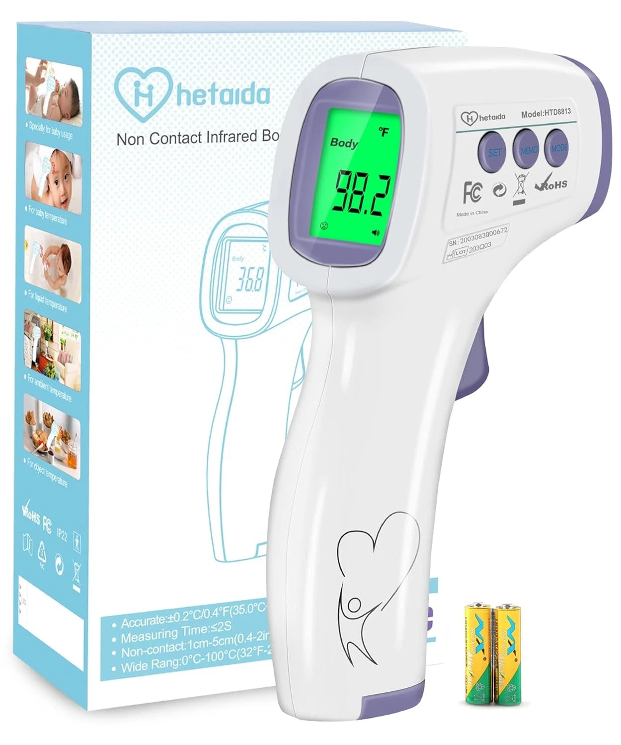 Digital Thermometer for Adults and Kids, No Touch Forehead Purple
Opens in a new window or tab