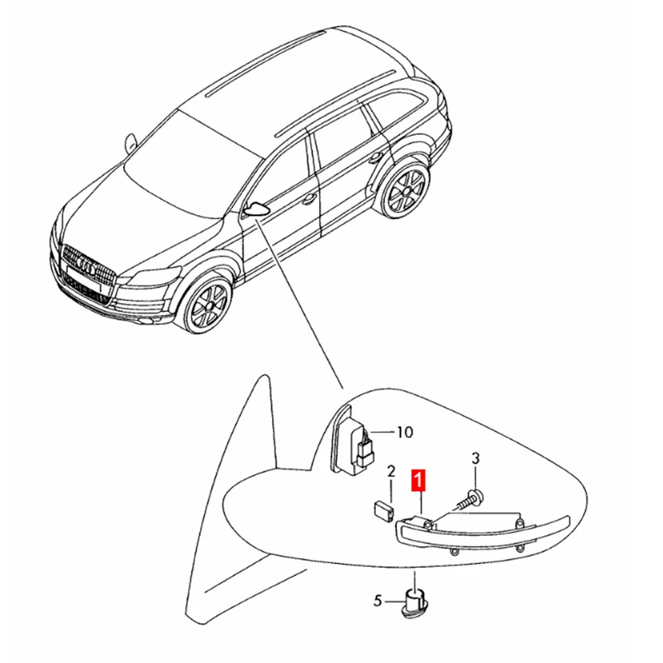 1 peça espelho lateral esquerdo luz de seta para Audi Q7 SQ7 2010-2015 - Imagem 3 de 4