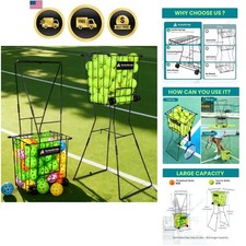 Tennis Ball Hopper, Portable Pickleball Ball Basket for Pickup, Storage  Tra...
