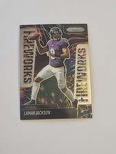 2025 Panini Prizm 22 Lamar Jackson Fireworks Base Baltimore Ravens 