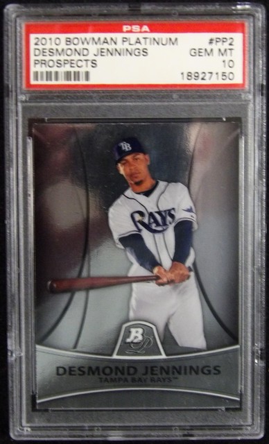 Desmond Jennings Tampa Bay Rays 2010 Bowman Platinum Card #PP2 PSA 10 Gem Mint