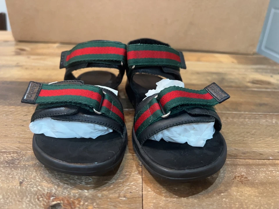 Sandalias Gucci de cuero para niños usadas en excelente estado con red UE 33 EE. UU. 1,5 Foto 4 de 4