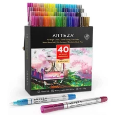 Arteza Acrylic Paint Markers Set of 40 Colors Long-Lasting Pens for Halloween Pu