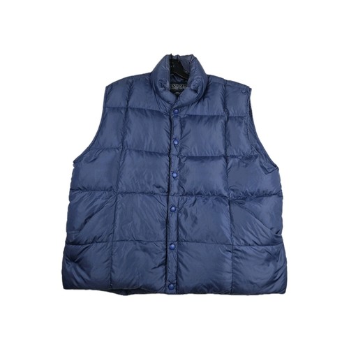 Lands End Goose Down Puffer Vest Men's Size Large Quilted Snap Front Blue