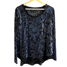 Simply Vera Wang Velvet Burnout Tunic Top XL Gothic Dark Romantic Fairy Grunge