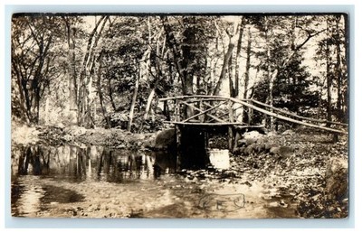 1910 Old Wooden Bridge Middlesex Fells Massachusetts MA RPPC Photo Postcard