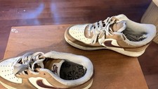 Nike Air Force 1 Colorblock Brown Cream Maroon Low Top Lace Up Fabric Sneakers