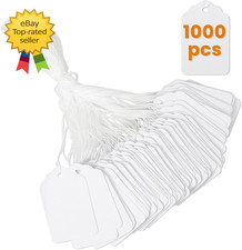 1000 White Price Tags with String Writable Hanging Labels Clothing Gifts Sale