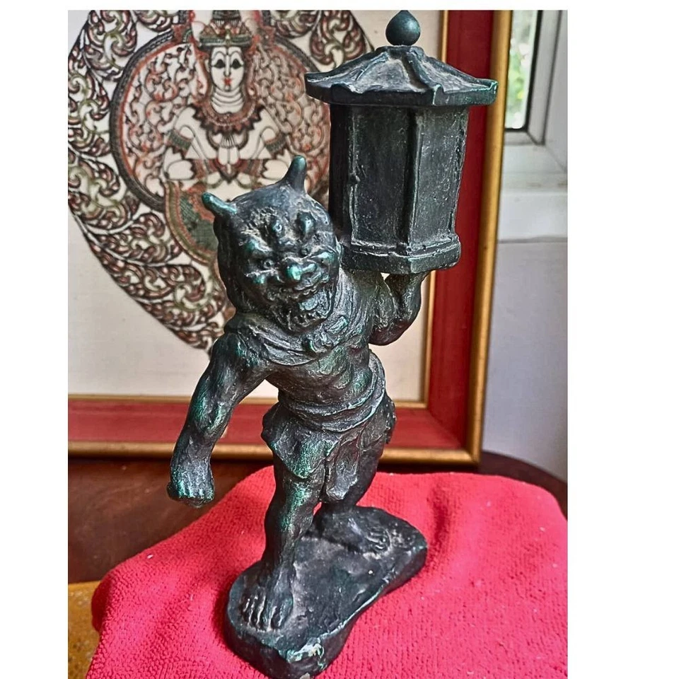 Rare Vintage 天燈鬼立像Tentok Demons Buddhist statue Bronze Antique Figure 21cm Japan - Image 2 of 4