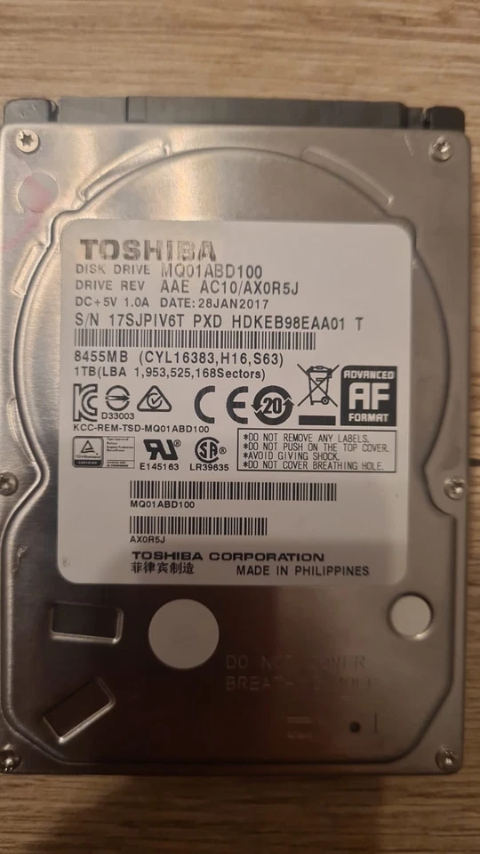 Toshiba 1 TB, 2,5" Disco Rigido Interno - MQ01ABD100 Sata 3 8mb Cache - Immagine 2 di 4