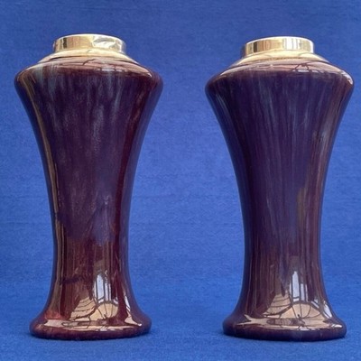 Jugendstil silbermontierte lila Flambe Vasen 1918 - James Plant - Charles May