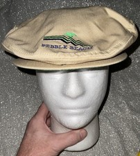 Vtg 1990's Pebble Beach Golf Newsboy Hat Cap Adjustable Imperial Tan Adjustable