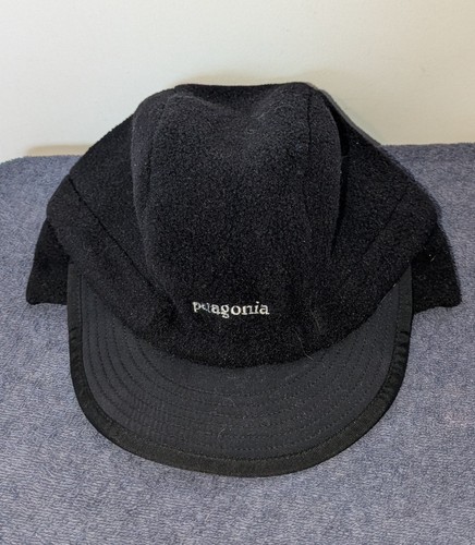 Vintage Patagonia Synchilla Fleece Duckbill Hat Mens Size L Cap Black Adjustable