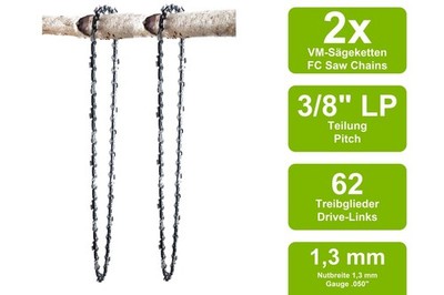 2 Sägeketten VM passend für Eckman LHT05 | 45cm 3/8LP 62TG 1,3mm