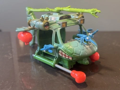 Vintage  TMNT Helicopter Turtlecopter Vehicle Incomplete Had 1 FIN & Barrel 1990