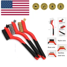 Wire Brush Set for Cleaning Rust Removal in Holes, 3pcs Brass/Stainless Steel...