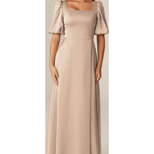 FORMAL PARTY AW SZ 6 S Taupe Etta Satin Prom Party A-line Maxi Dess New b38