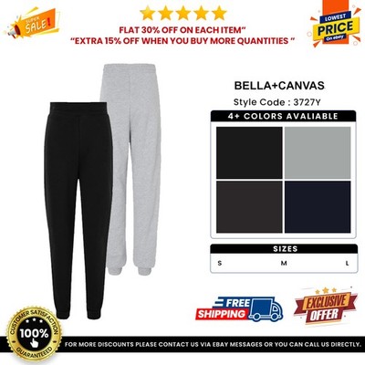 Bella + Canvas 3727Y Youth Pre-shrunk Cuffed bottoms Jogger Sweatpants
