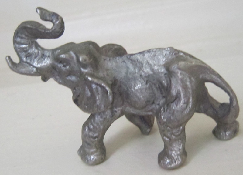 Vintage Mini Pewter Spoontiques Elephant Figurine P73 Faceted Accents Trunk Up