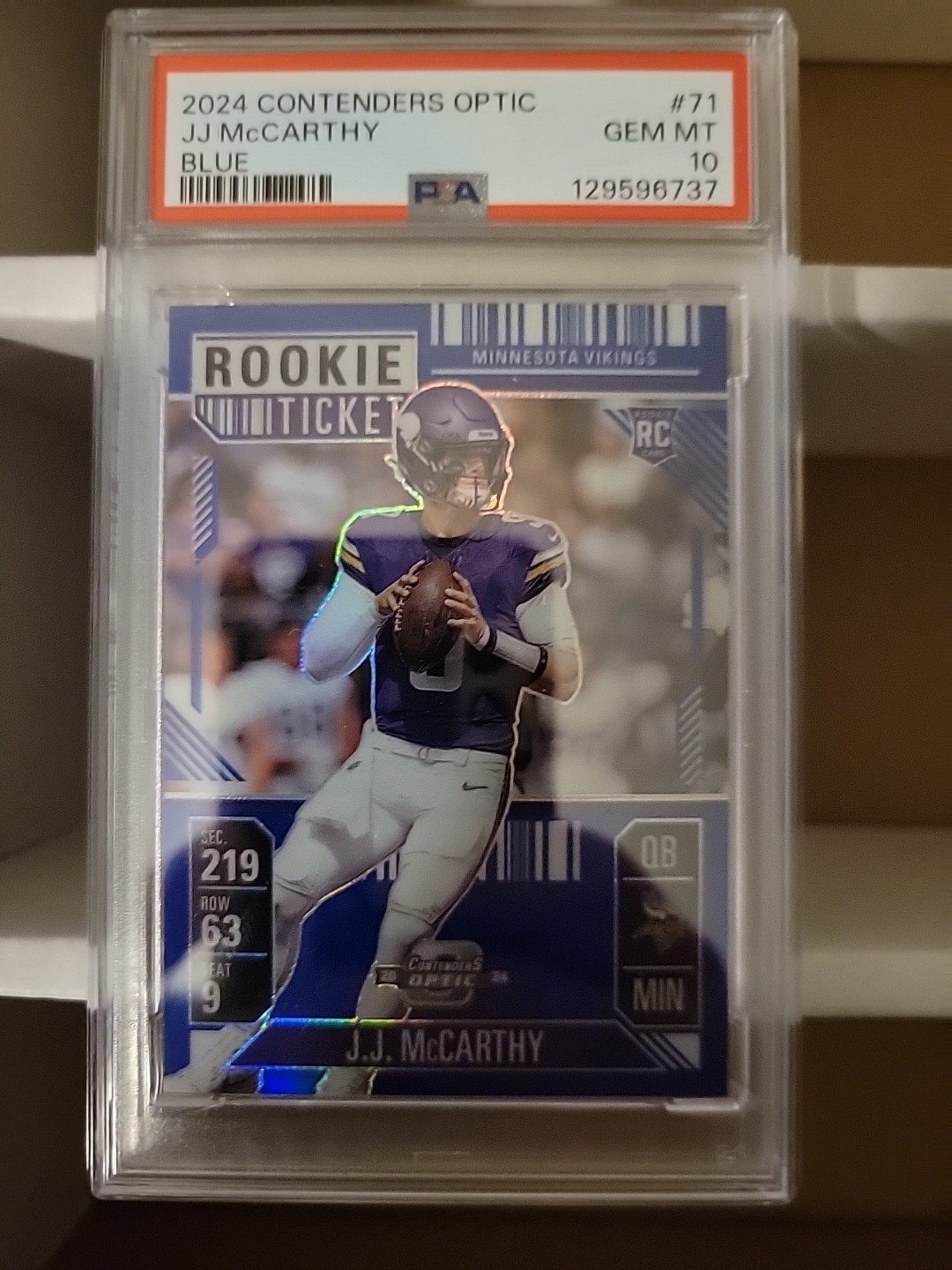 2024 JJ McCarthy Panini Contenders Optic Rookie /99 #71 Vikings PSA 10