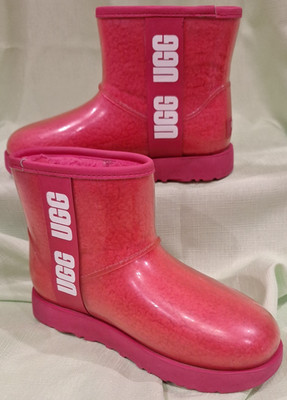 #106 UGG Classic Clear Mini Red Patent Leather Winter Ankle Boots Women's Sz 6