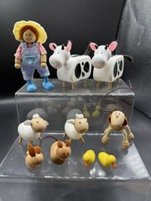 Tidlo Wooden Toy Farm Farmyard Animal Figure / Figures & Farmer - Bundle Of 10