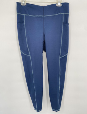 Riding Sport Leggings Womens XL Blue High Rise Full Seat Grip Pockets Equestrian